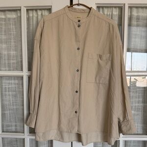 Bellerose Collarless Shirt in Beige-Tan